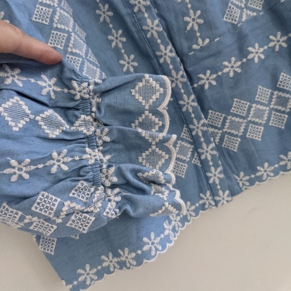 NWT ZARA EMBROIDERED SHIRT BLUE - Picture 3 of 5